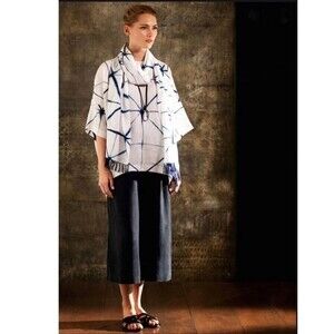 eskandar 3/4-Sleeve Tie-Dye Linen Tunic 6-8 NWOT